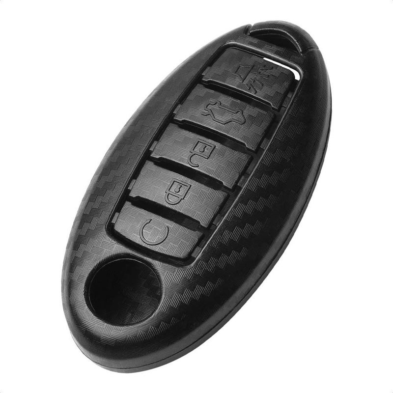 TANGSEN Smart Key Fob Case 3D Carbon Fiber ABS Plastic Emboss Cover for INFINITI JX35 Q50 Q60 QX56 QX60 QX80 for NISSAN ALTIMA ARMADA MAXIMA MURANO PATHFINDER ROGUE 5 Button Keyless Entry Remote - Image 2